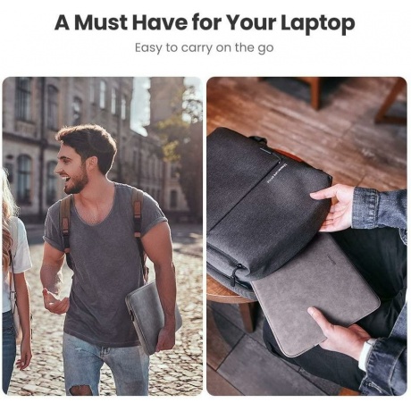 Чехол для ноутбука UGREEN Portable Laptop Sleeve Case 14-14.9'', цвет серый (20476) - фото 5