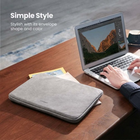 Чехол для ноутбука UGREEN Portable Laptop Sleeve Case 14-14.9'', цвет серый (20476) - фото 6