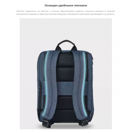 Рюкзак Xiaomi 90 Points Classic Business Backpack Blue - фото 17
