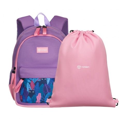 Рюкзак Torber Class X Mini, сиреневый/розовый с орнаментом, 35,5x25x12 см T1801-23-Lil - фото 1