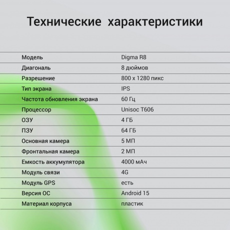 Планшет Digma R8 4/64Gb 8" (DA1C8P02) темно-серый - фото 11