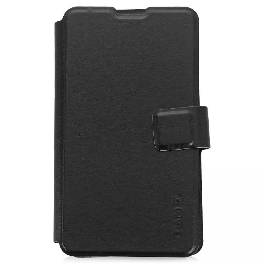 Чехол-книжка универсальный для смартфонов р.M (137*69*13mm), черный, OLMIO