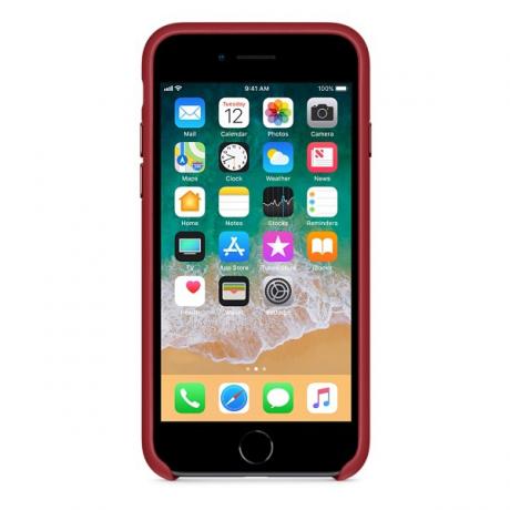 Чехол Apple Leather Case для iPhone 8/7 MQHA2ZM/A Product Red - фото 2
