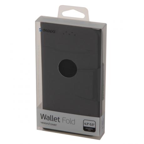 Чехол-подставка для смартфонов Deppa Wallet Fold M 4.3''- 5.5'' черный - фото 4