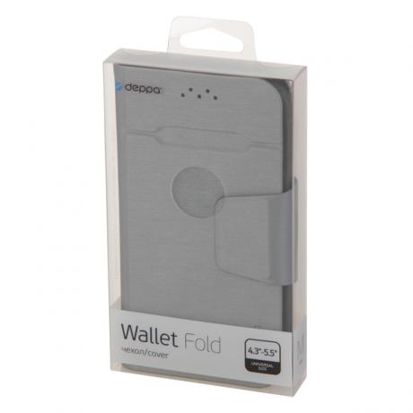 Чехол-подставка для смартфонов Deppa Wallet Fold M 4.3''- 5.5'' серый - фото 4