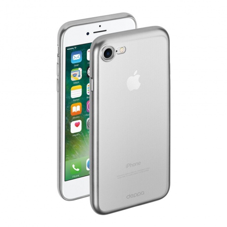 Чехол Deppa Gel Plus Case матовый для Apple iPhone 7 серебряный - фото 1