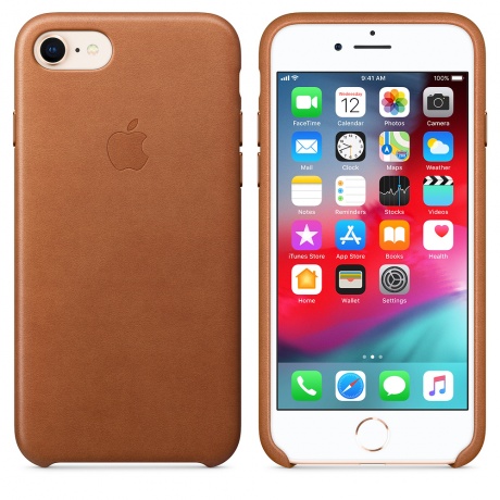 Чехол кожаный Apple Leather Case для iPhone 8/7 (Saddle Brown) золотисто-коричневый - фото 2