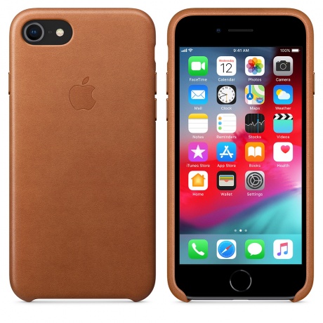 Чехол кожаный Apple Leather Case для iPhone 8/7 (Saddle Brown) золотисто-коричневый - фото 3