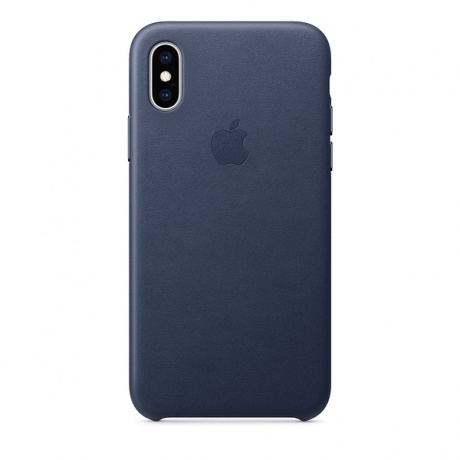 Чехол кожаный Apple Leather Case для iPhone XS (Midnight Blue) тёмно-синий - фото 1