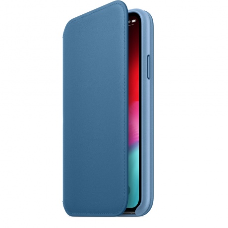 Чехол кожаный Apple Leather Folio для iPhone XS (Cape Cod Blue) лазурная волна - фото 3