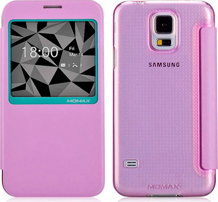 Чехол Momax для Samsung Galaxy S5 Flip View Case Розовый