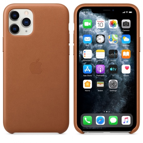 Чехол Apple iPhone 11 Pro Leather Case - Saddle Brown - фото 4