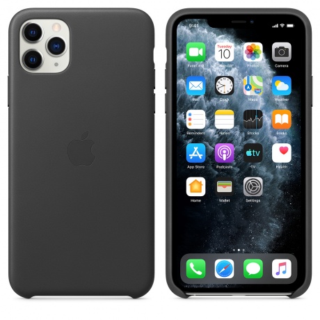 Чехол Apple iPhone 11 Pro Max Leather Case - Black - фото 1