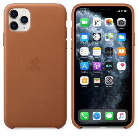 Чехол Apple iPhone 11 Pro Max Leather Case - Saddle Brown - фото 4