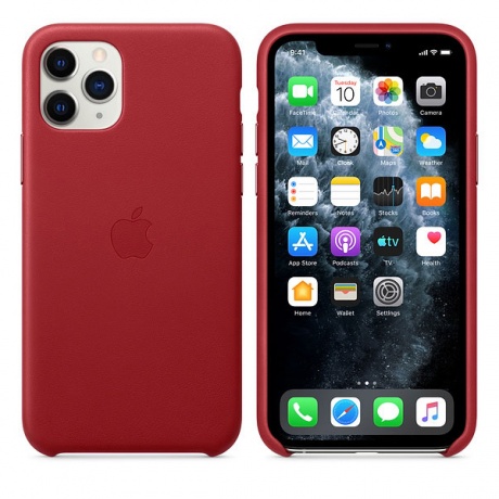 Чехол Apple iPhone 11 Pro Leather Case - RED (MWYF2ZM/A) - фото 1