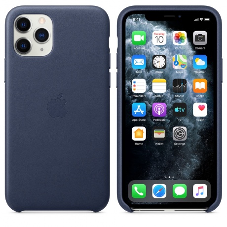 Чехол Apple iPhone 11 Pro Leather Case - Midnight Blue (MWYG2ZM/A) - фото 1
