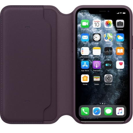 Чехол Apple iPhone 11 Pro Leather Folio - Aubergine (MX072ZM/A) - фото 1