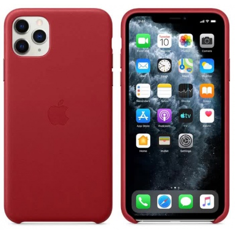 Чехол Apple iPhone 11 Pro Max Leather Case - RED (MX0F2ZM/A) - фото 1