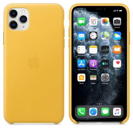 Чехол Apple iPhone 11 Pro Max Leather Case - Meyer Lemon (MX0A2ZM/A) - фото 1