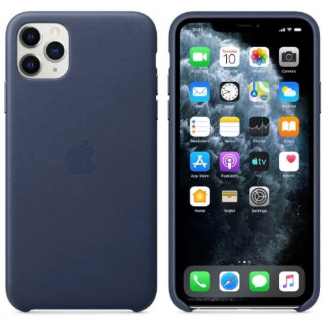 Чехол Apple iPhone 11 Pro Max Leather Case - Midnight Blue (MX0G2ZM/A) - фото 1