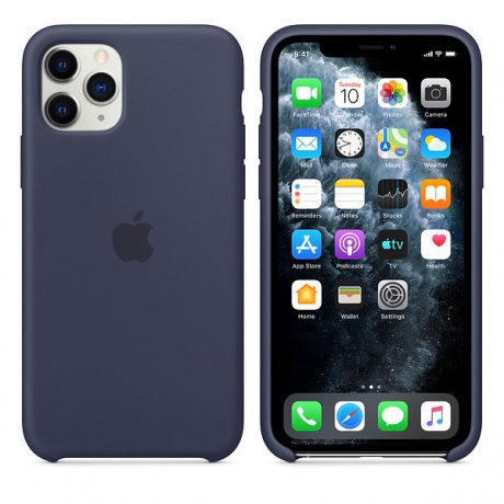 Чехол Apple iPhone 11 Pro Silicone Case - Midnight Blue (MWYJ2ZM/A) - фото 1
