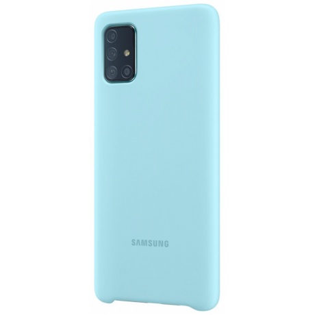 Чехол Samsung Galaxy A71 Silicone Cover голубой (EF-PA715TLEGRU) - фото 2