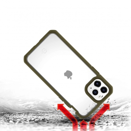 Чехол антибактериальный ITSKINS HYBRID SOLID для Apple iPhone 11 Pro Max 6,5&quot; прозрачный/хаки - фото 5