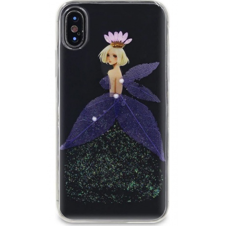 Чехол-накладка DYP Flower Case для Apple iPhone X/XS фея фиолетовые цветы - фото 1