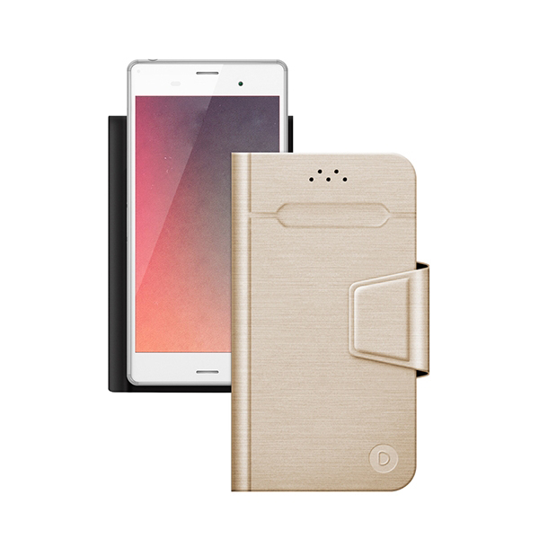 Чехол-подставка Deppa для смартфонов Wallet Fold M 4.3''- 5.5'' золотой