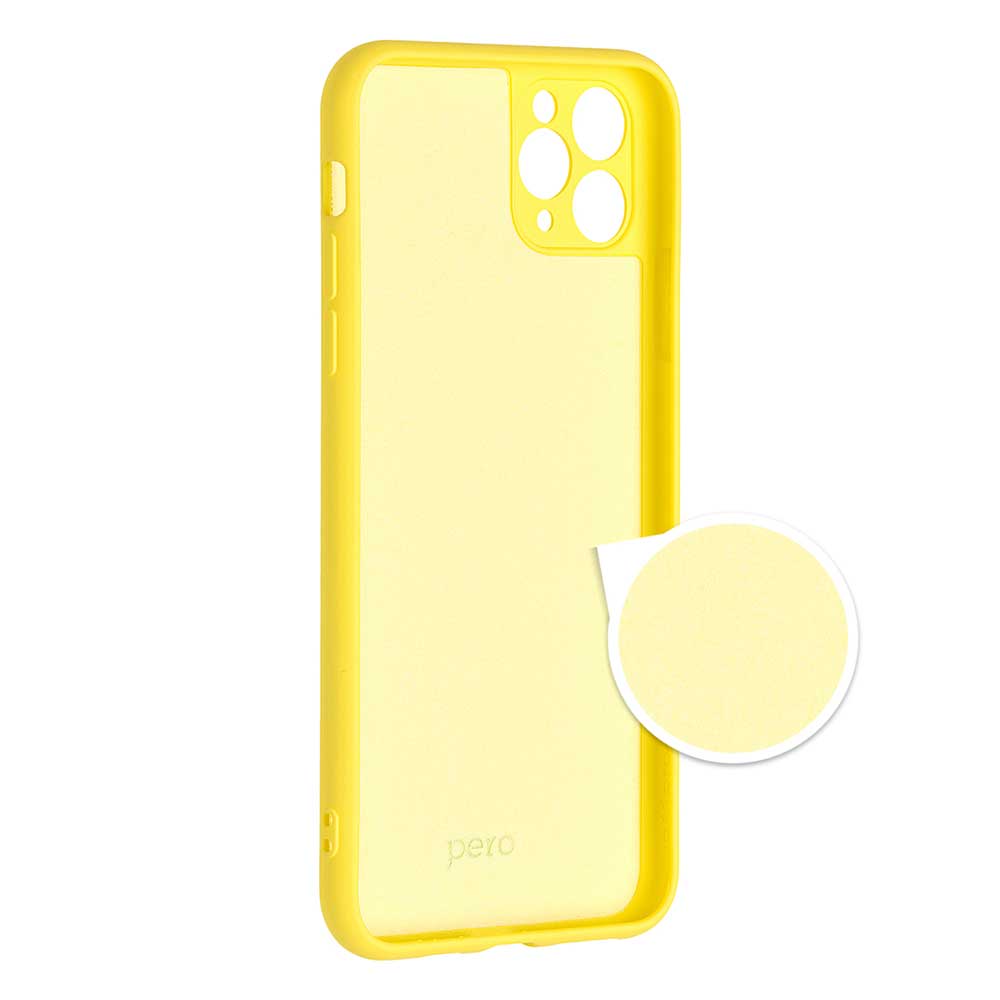 Чехол клип-кейс PERO LIQUID SILICONE для Apple iPhone 12 mini желтый цена и фото