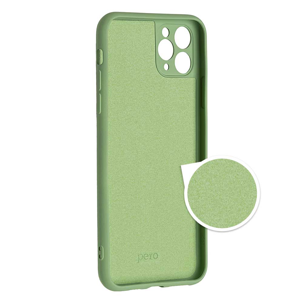 Чехол клип-кейс PERO LIQUID SILICONE для Apple iPhone 12 mini зеленый цена и фото