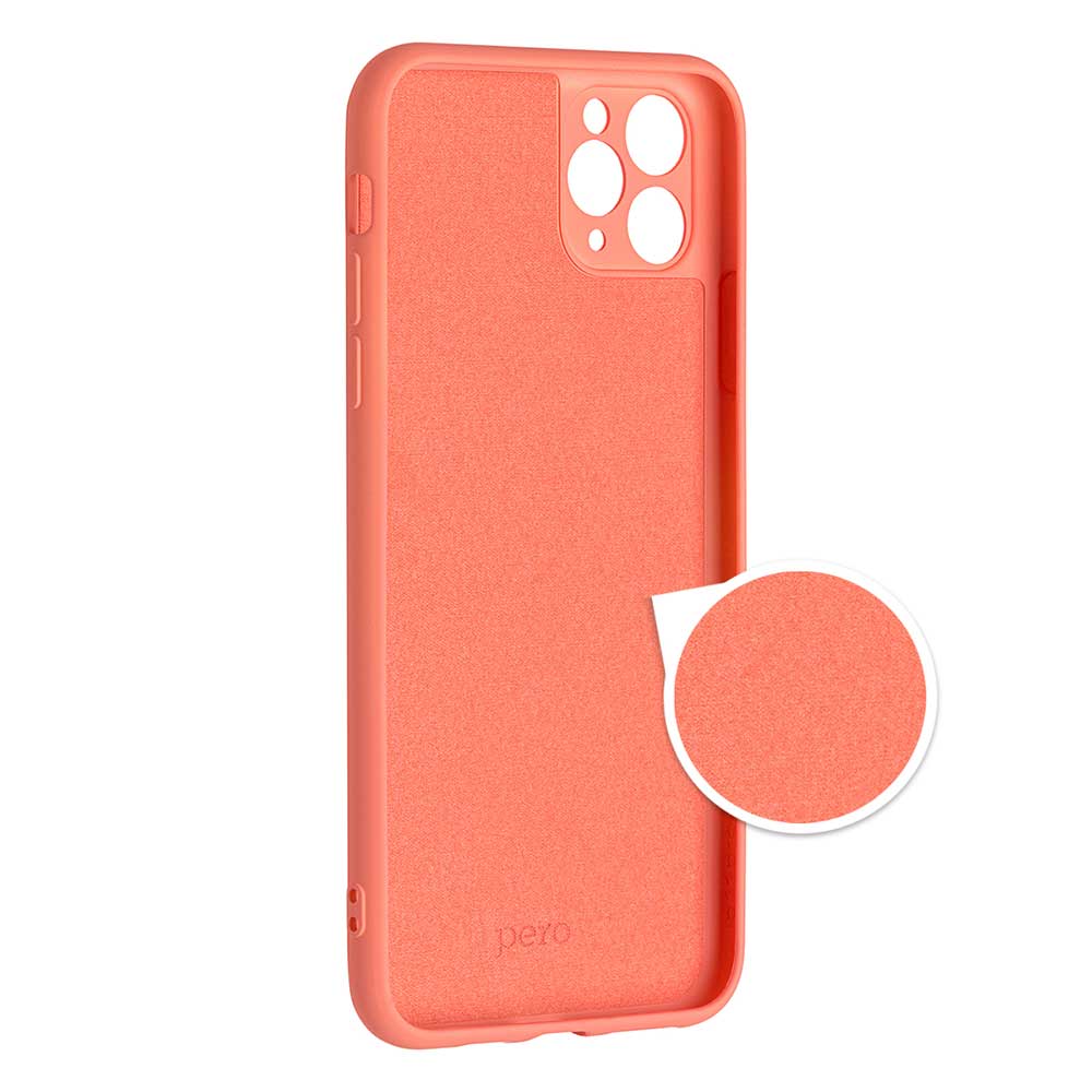 Чехол клип-кейс PERO LIQUID SILICONE для Apple iPhone 12 mini коралловый цена и фото