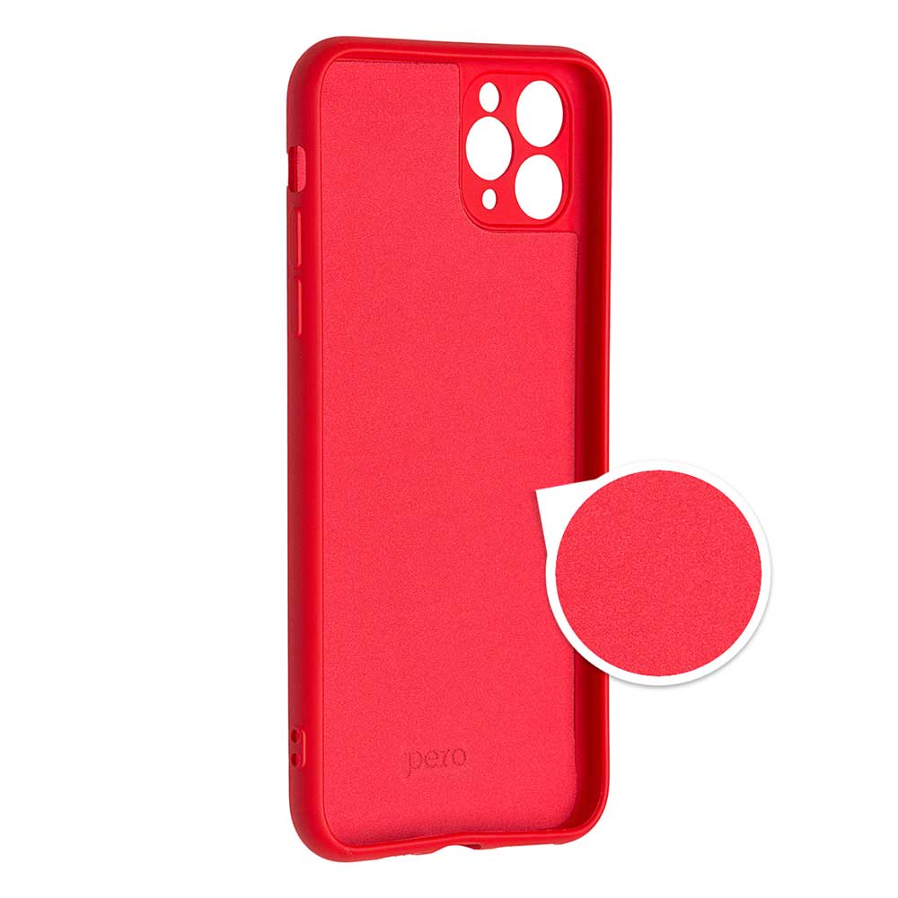 Чехол клип-кейс PERO LIQUID SILICONE для Apple iPhone 12 mini красный цена и фото