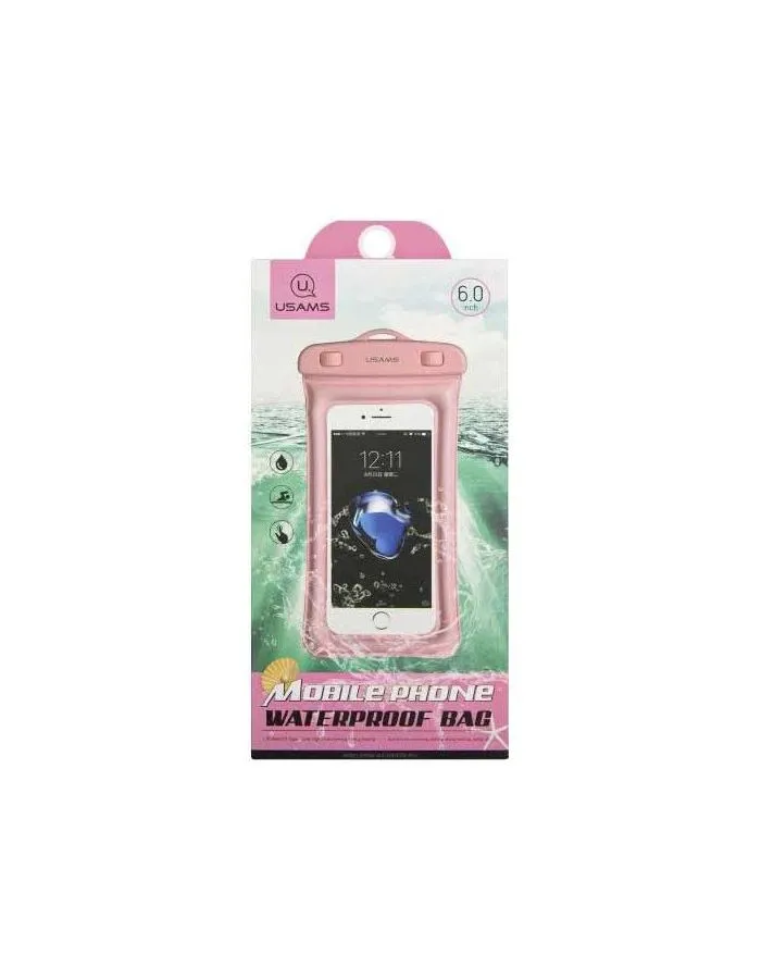 Водонепроницаемый чехол Usams YD007 универсальный (до 6’’), розовый (6FSD703) - фото 1