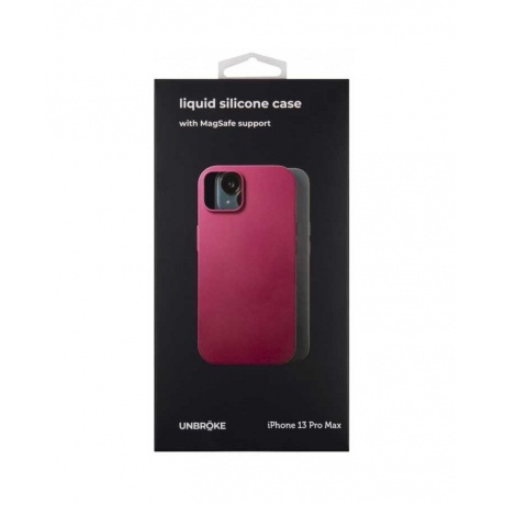 Чехол накладка UNBROKE liquid silicone case MagSafe support для iPhone 13 Pro Max, винная - фото 1