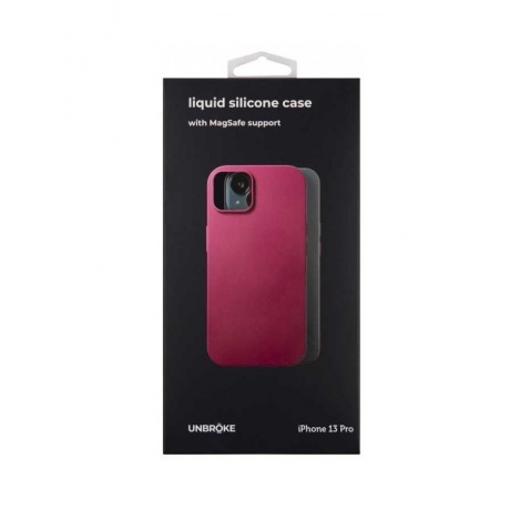 Чехол накладка UNBROKE liquid silicone case MagSafe support для iPhone 13 Pro, винная - фото 1