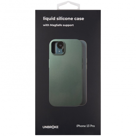 Чехол накладка UNBR?KE liquid silicone case MagSafe support для iPhone 13 Pro, зеленая - фото 1
