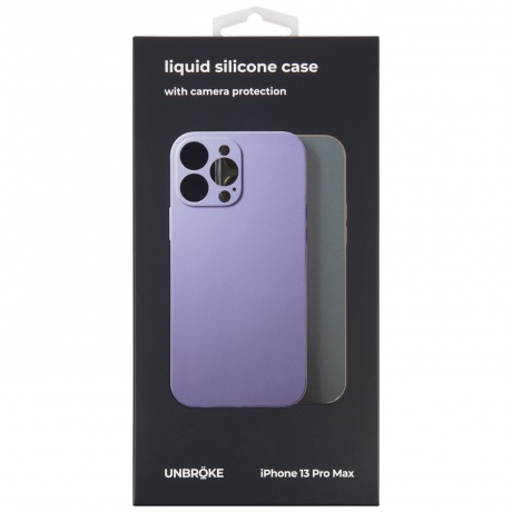 Чехол накладка UNBR?KE liquid silicone case with camera protection для iPhone 13 Pro Max, фиолетовая - фото 1