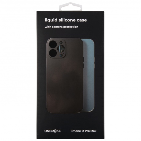 Чехол накладка UNBR?KE liquid silicone case with camera protection для iPhone 13 Pro Max, черная - фото 1