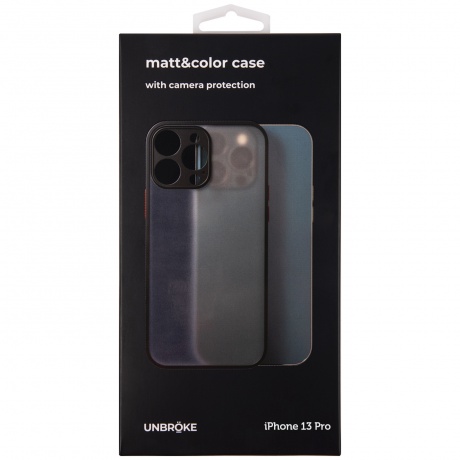 Чехол накладка UNBR?KE matt&amp;color case with camera protection для iPhone 13 Pro, черная - фото 3