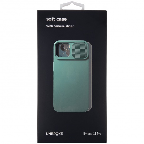 Чехол накладка UNBR?KE soft case with camera slider для iPhone 13 Pro, зеленая - фото 1