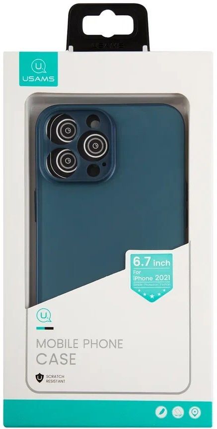 Чехол накладка ультратонкий Usams US-BH779 для iPhone 13 Pro Max, матовый синий (IP13PMQR03) - фото 3
