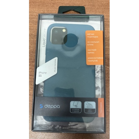Чехол Deppa Liquid Silicone Case для Apple iPhone 11 синий картон 87304 состояние хорошее - фото 2