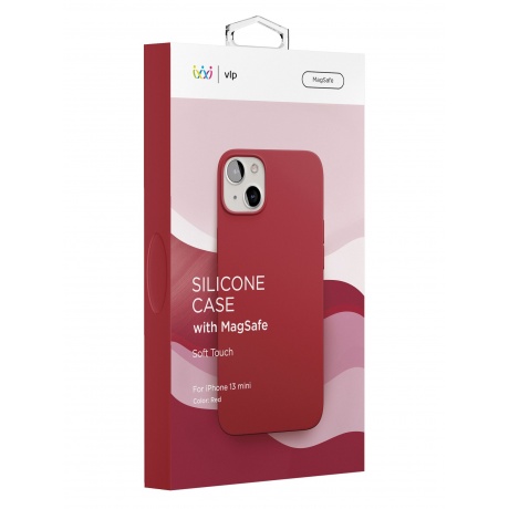Чехол защитный VLP Silicone case with MagSafe для iPhone 13 mini, красный - фото 4