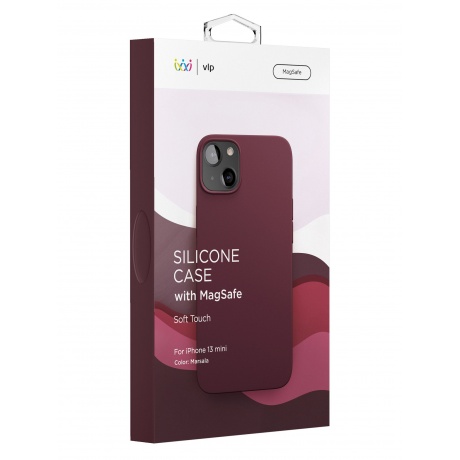 Чехол защитный VLP Silicone case with MagSafe для iPhone 13 mini, марсала - фото 4