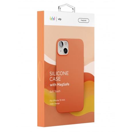 Чехол защитный VLP Silicone case with MagSafe для iPhone 13 mini, оранжевый - фото 4
