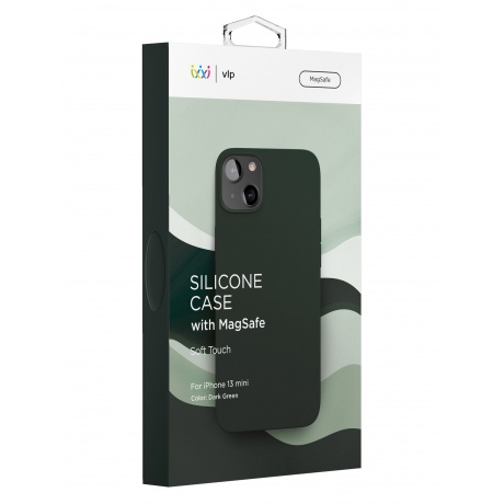 Чехол защитный VLP Silicone case with MagSafe для iPhone 13 mini, темно-зеленый - фото 4
