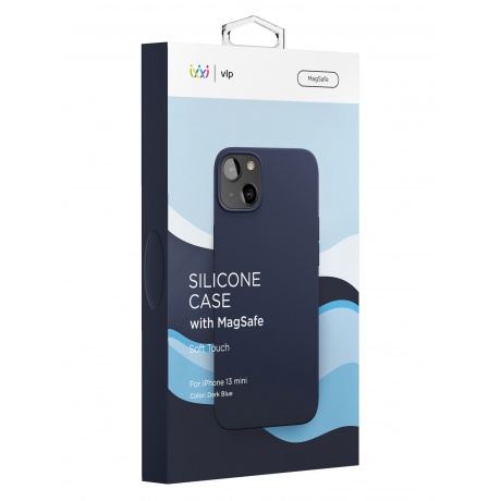 Чехол защитный VLP Silicone case with MagSafe для iPhone 13 mini, темно-синий - фото 4