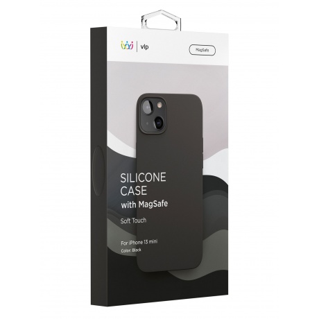 Чехол защитный VLP Silicone case with MagSafe для iPhone 13 mini, черный - фото 4