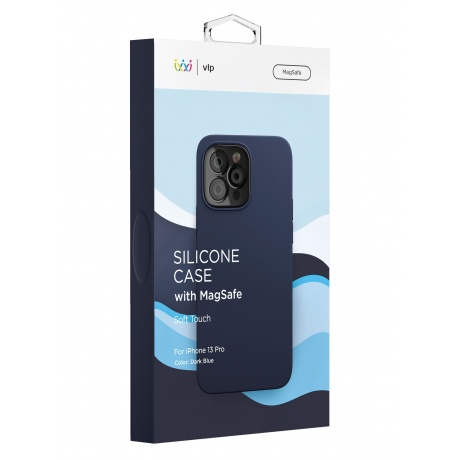 Чехол защитный VLP Silicone case with MagSafe для iPhone 13 Pro, темно-синий - фото 4